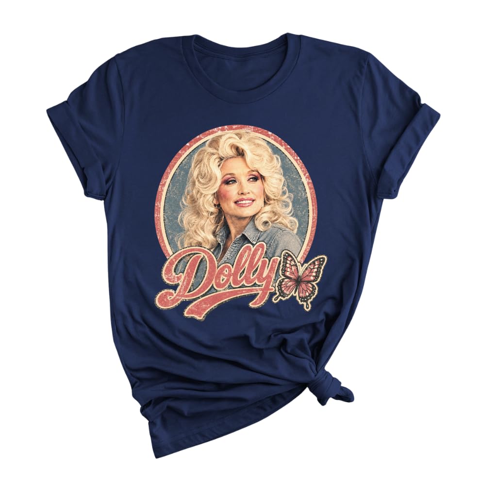 Dolly Legend Parton Shirt for Women, Memorial Butterfly Retro Country Music Tee