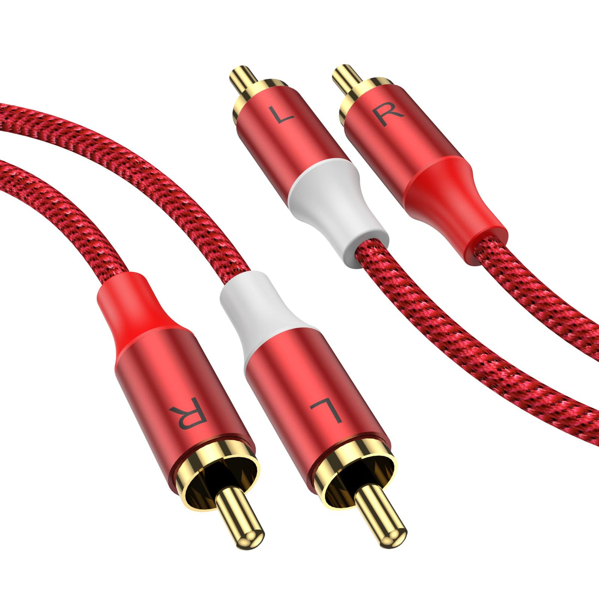MOSWAG 2RCA Male to 2RCA Male Phono Cable 1m, 2 RCA Audio Cable Phono Lead