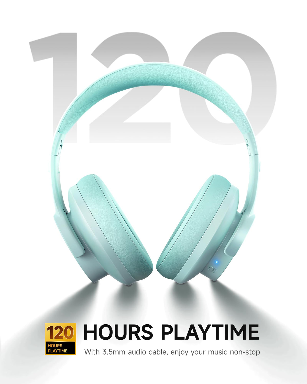Picun B8 Wireless Bluetooth Headphones, 120H Playtime, 3EQ Modes, Black