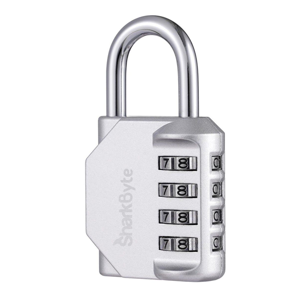 SharkByte Heavy Duty Combination Padlock – 4-Digit Weatherproof Outdoor Lock with Stainless Steel Shackle, Anti-Rust Resettable Code for Gym, School, Locker, Shed, Toolbox, Gate & Warehouse - Purple