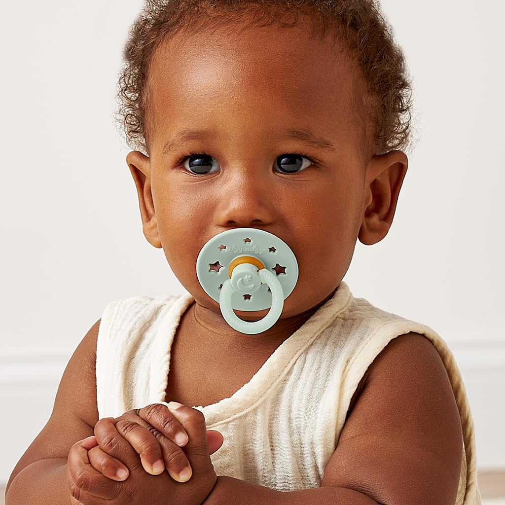 Itzy Ritzy Natural Rubber Pacifiers for 0–6 Mos, Set of 2, Blossom/Rosewood