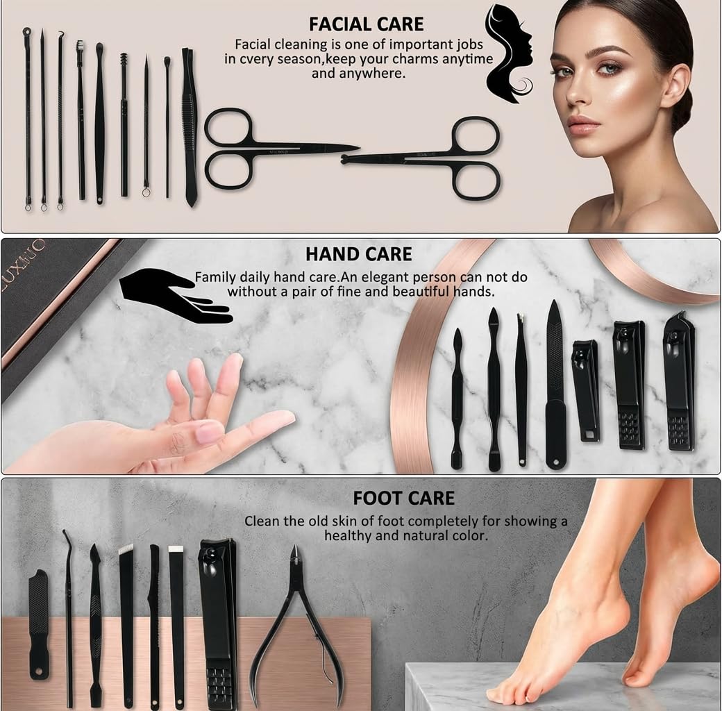 MINKINH Nail Clippers Set Manicure Pedicure Kit, 26-Piece Stainless Steel