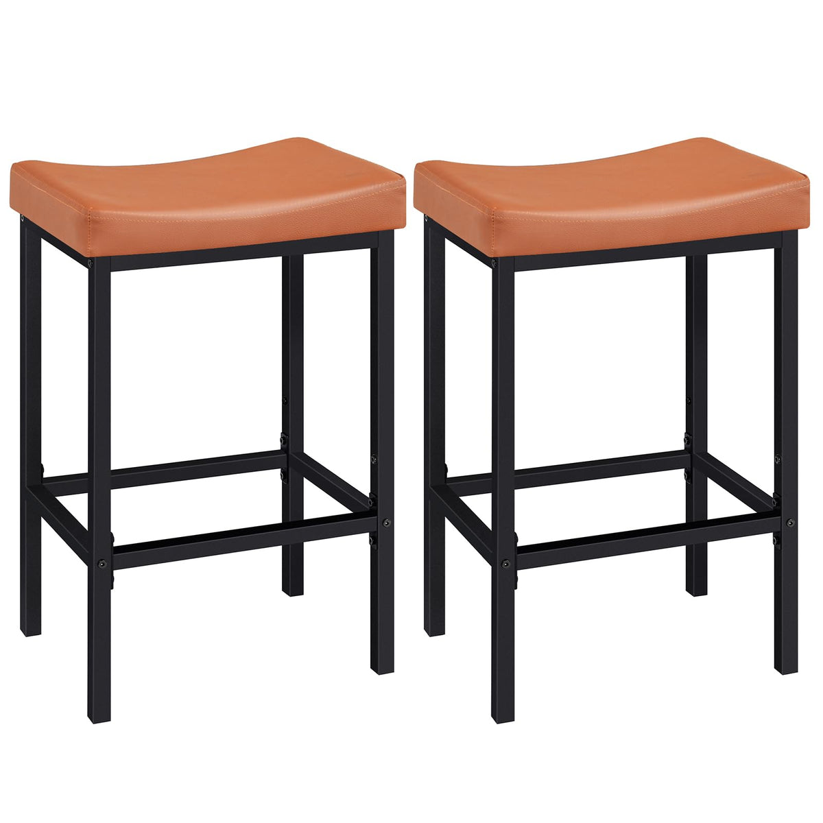 HOOBRO Bar Stools, Set of 2 Bar Chairs, Counter Height Stools, Saddle Barstools with Curved Surface, 24.8 Inches, 2.4" Thick Upholstery, for Kitchen, Dining Room, Cafe Black BB10BY01