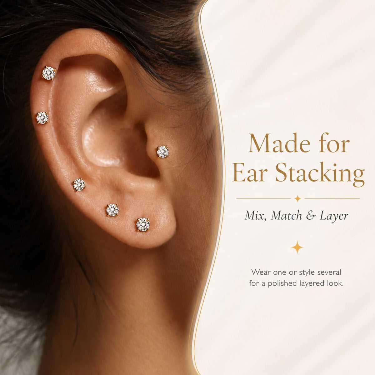 10 Pairs Small Stud Earrings for Women Hypoallergenic Multiple Piercings