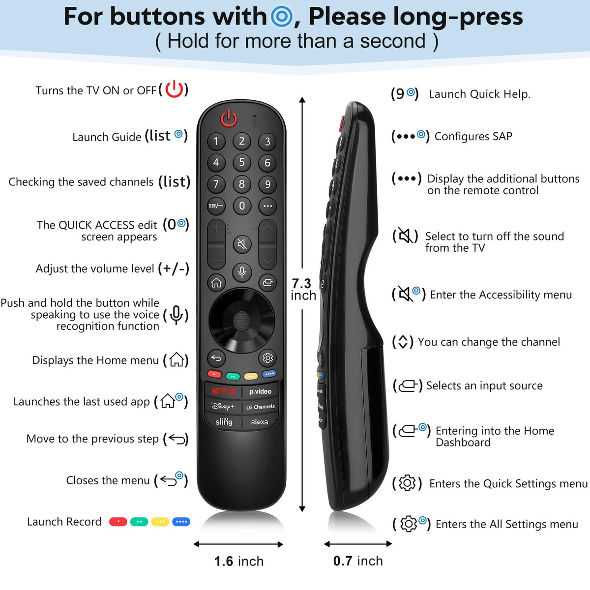 Replacement for Samsung TV Remote, for All 2018-2024 Samsung Remote Control for Smart TV with Voice Control. No Solarcell. 2-Year Warranty.
