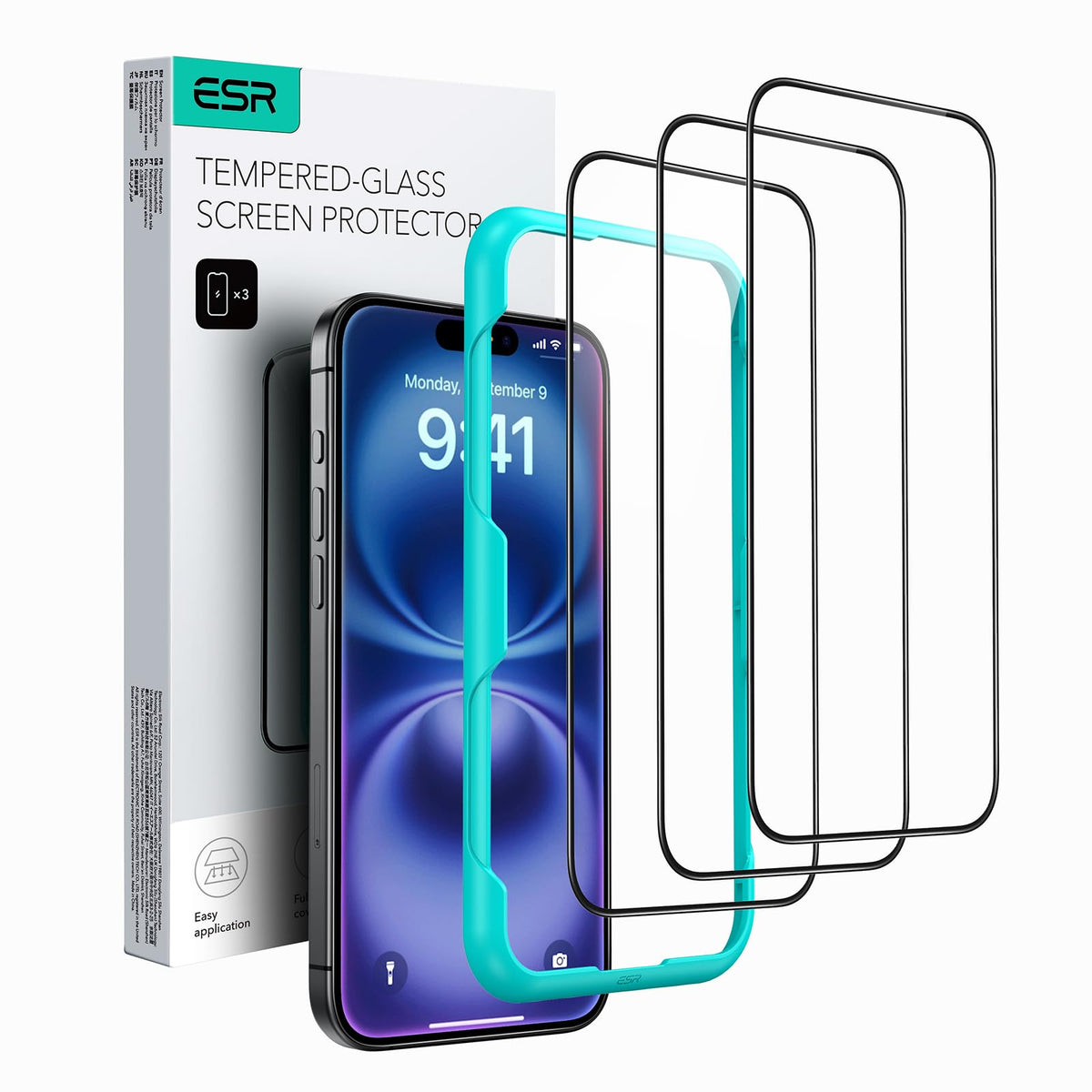 ESR 3 Pack for iPhone 17/iPhone 16 Pro Screen Protector, Align Frame