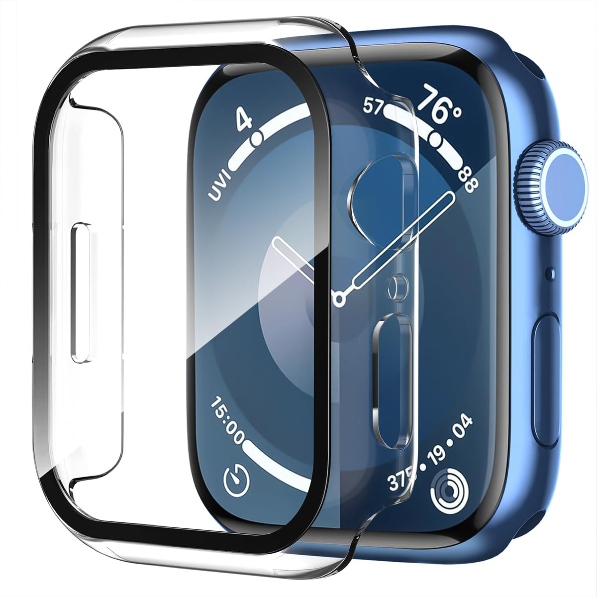 Smiling 2 Pack Case Compatible with Apple Watch Series 9 (2023)/Series 8 /Series 7 45mm with Tempered Glass Screen Protector, Hard PC Case Overall Protective Cover- Starlight