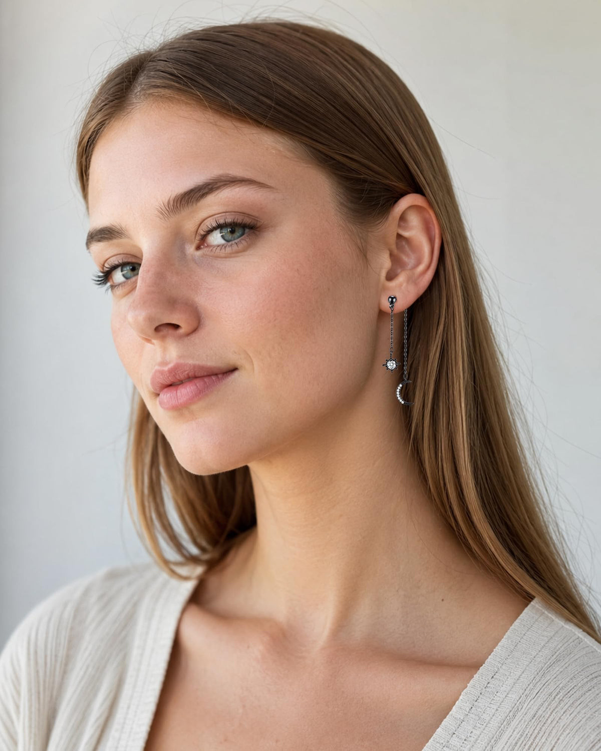 Moon and Star Dangle Earrings