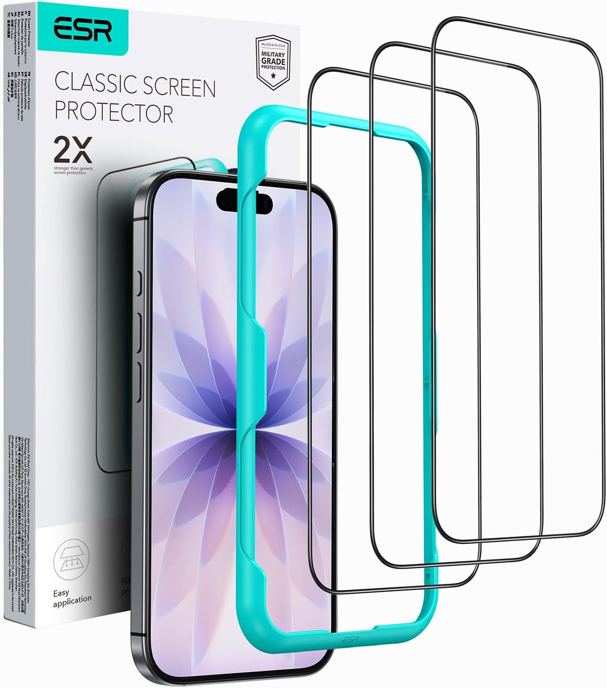 ESR 3 Pack for iPhone 17/iPhone 16 Pro Screen Protector, Align Frame
