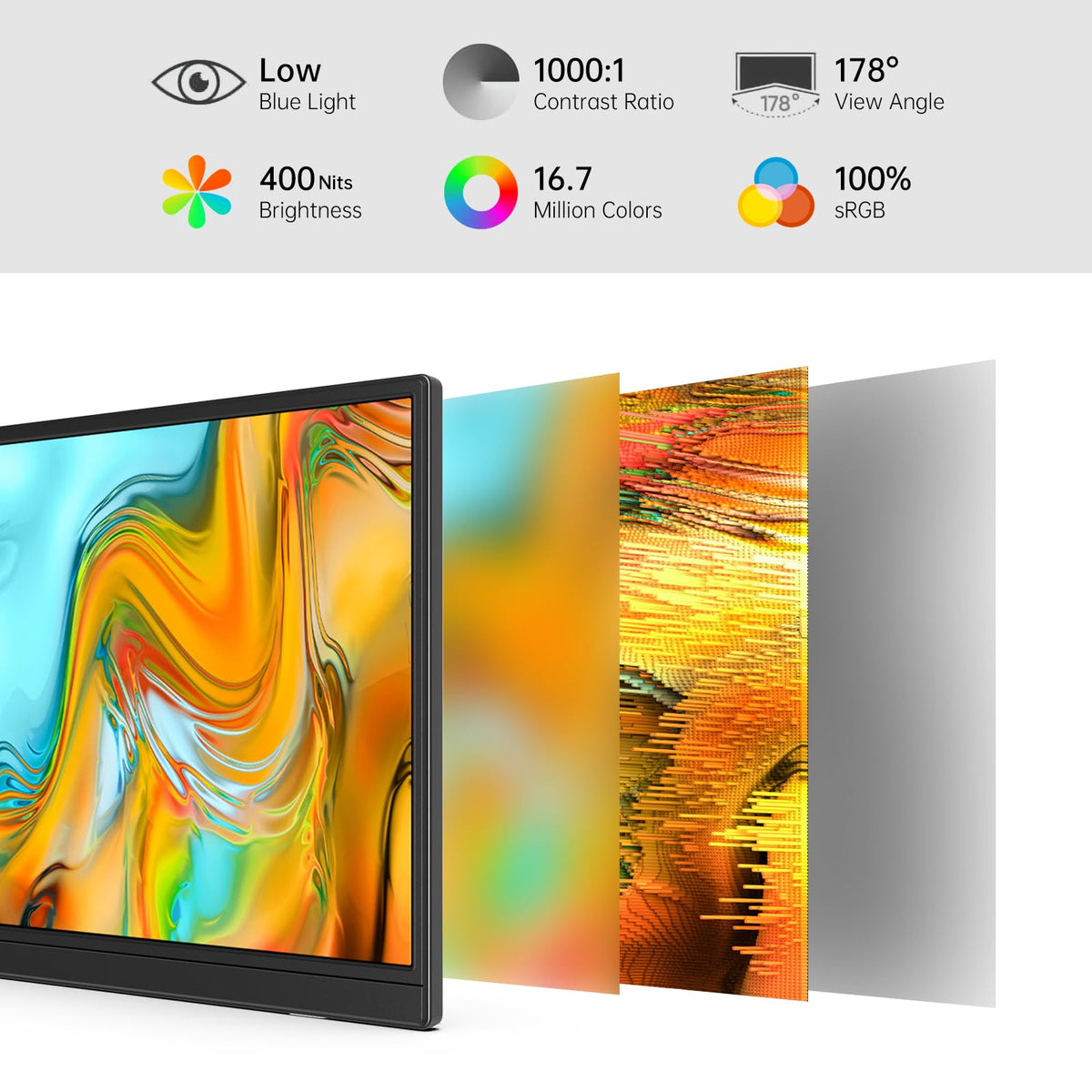 MNN 15.6" 4K Portable Monitor, UHD IPS, USB-C HDMI, with Smart Cover Stand