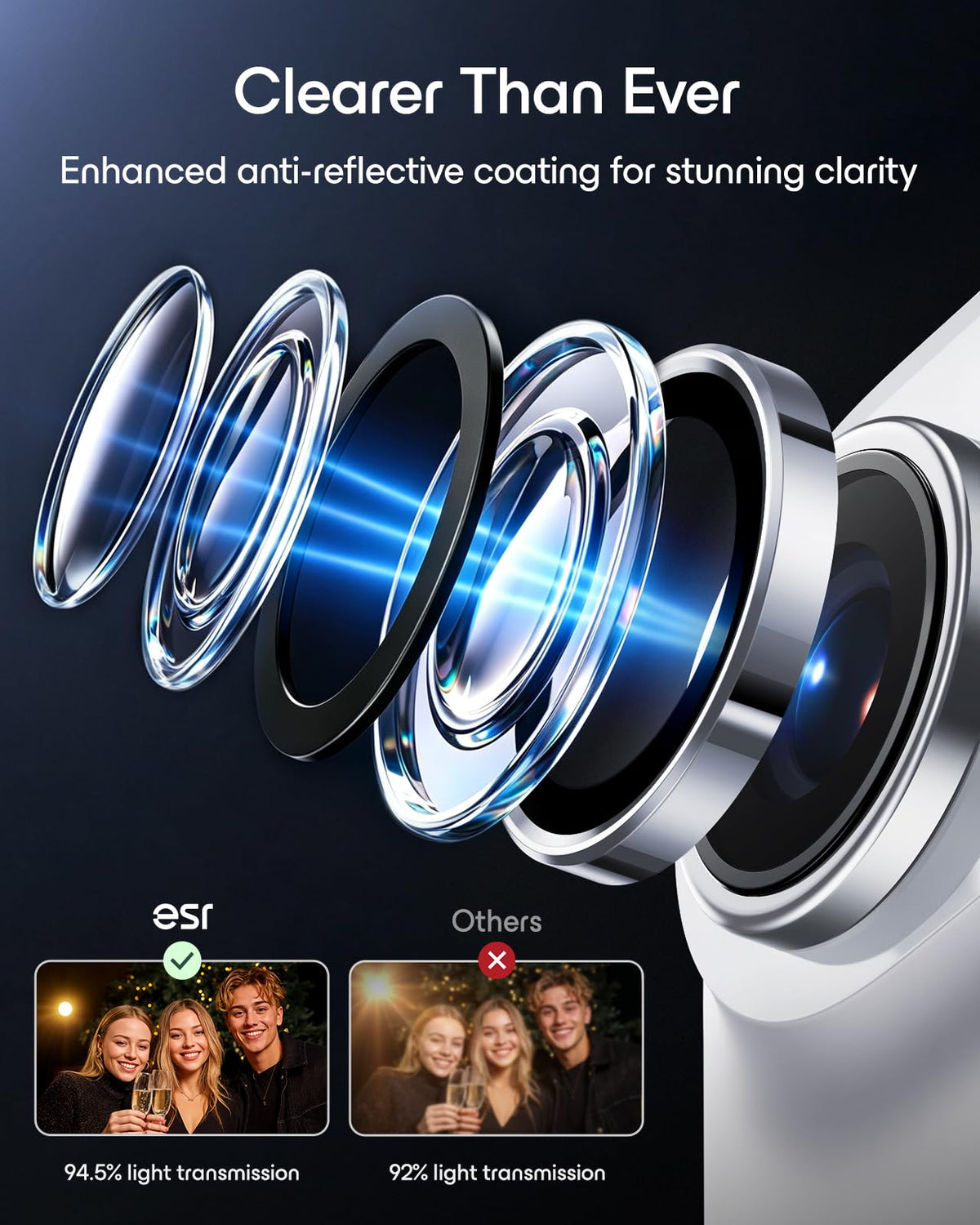 ESR for iPhone 17 Pro Max/17 Pro Camera Lens Protector, 1 Pack, Black