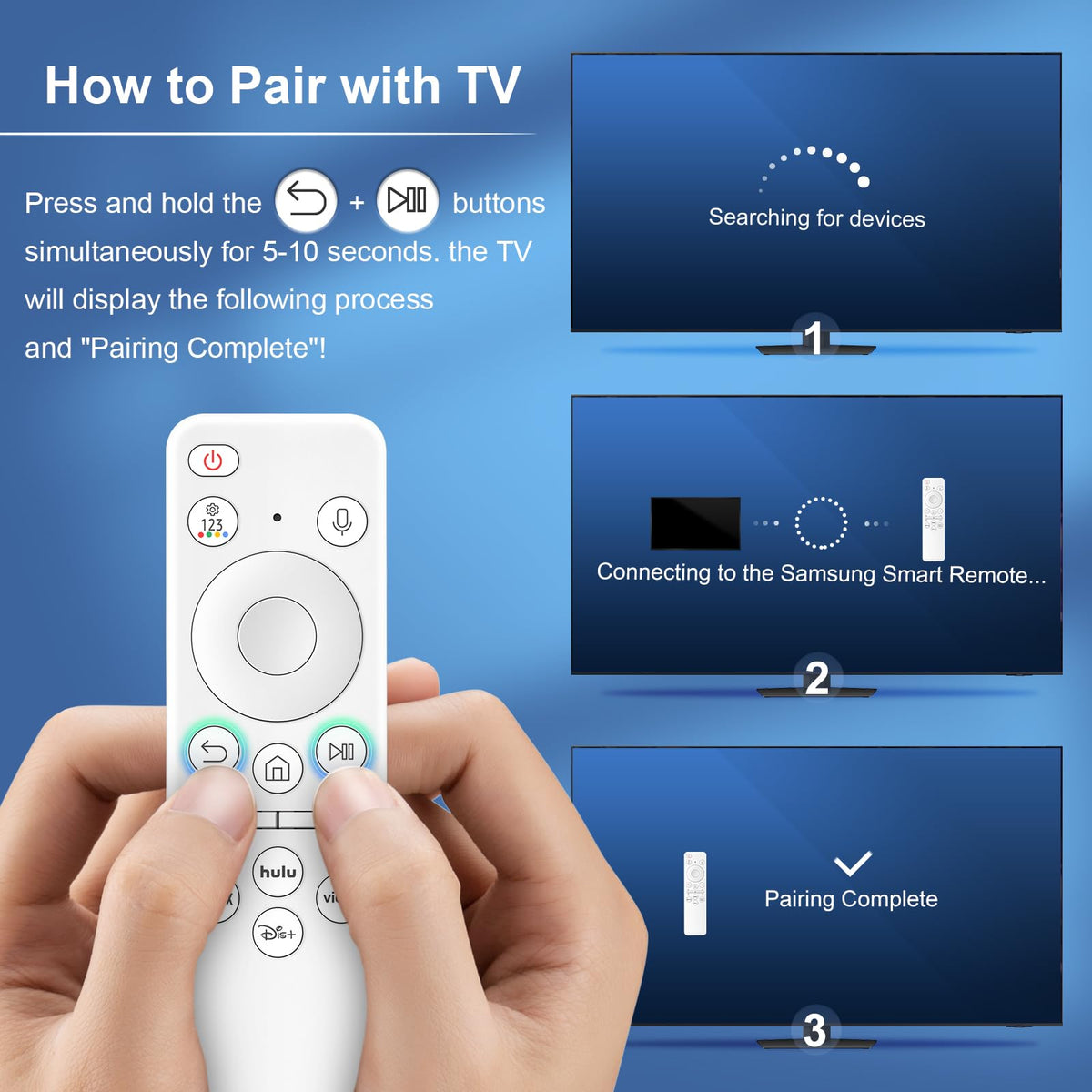Replacement for Samsung TV Remote, for All 2018-2024 Samsung Remote Control for Smart TV with Voice Control. No Solarcell. 2-Year Warranty.