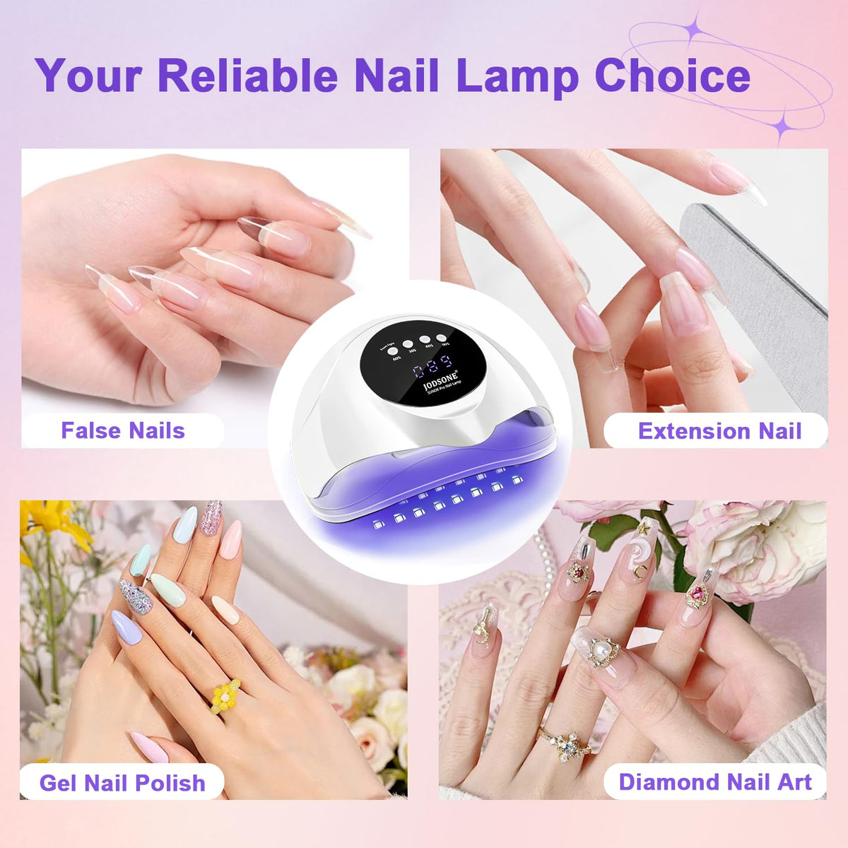 JODSONE Gel Nail Kit,210Pcs BS-74 Short Almond Nail Tips with U V Light