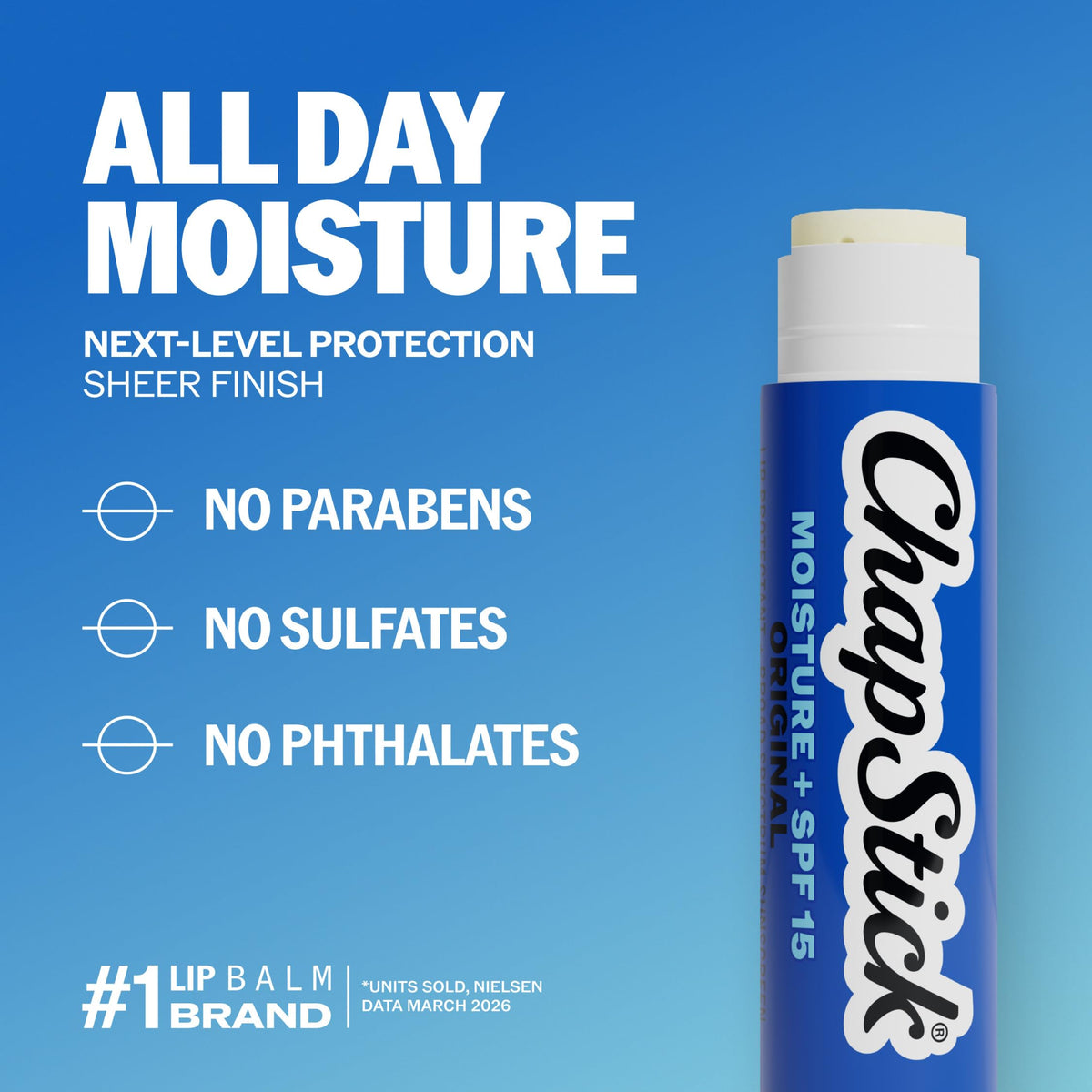 ChapStick Moisturizer Original Lip Balm Tubes, SPF 15 and Skin Protectant - 0.15 Oz (Pack of 3)