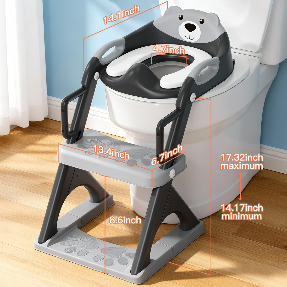 Potty Training Toilet for Toddlers, 2-in-1 Potty Training seat, Anti-Slip (Chocolate, Bear)