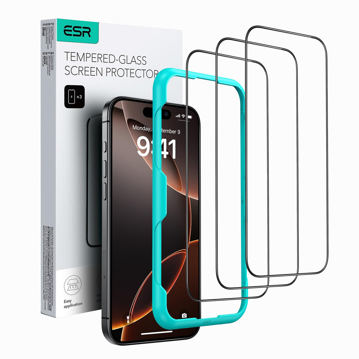ESR 3 Pack for iPhone 17/iPhone 16 Pro Screen Protector, Align Frame