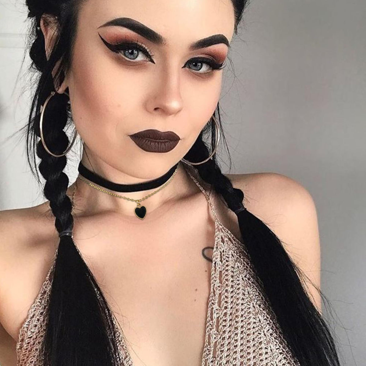 Halloween Heart Necklace for Women Vampire Raven Choker Necklace