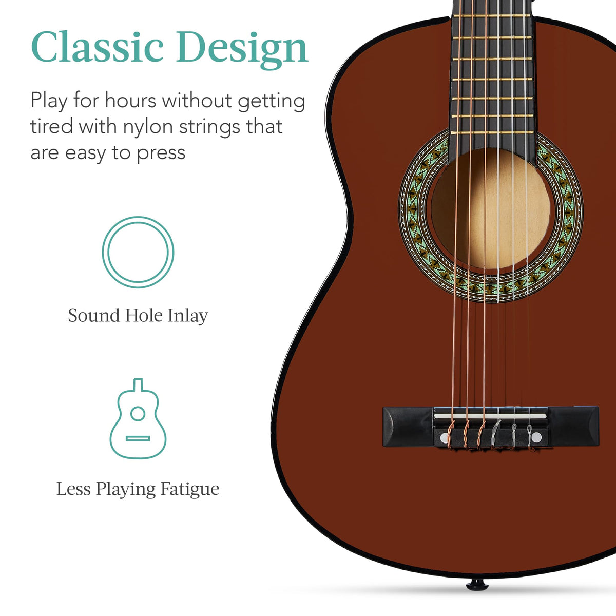Best Choice Products 30in Kids Acoustic Guitar, All-in-One Beginner Starter Kit w/Strap, Case, Extra Strings, Rosette Inlay - Pink