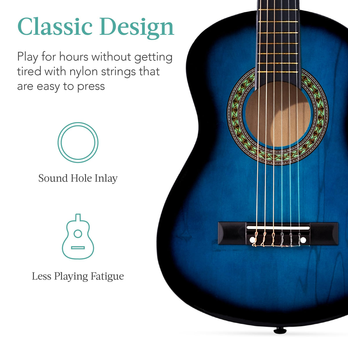 Best Choice Products 30in Kids Acoustic Guitar, All-in-One Beginner Starter Kit w/Strap, Case, Extra Strings, Rosette Inlay - Pink