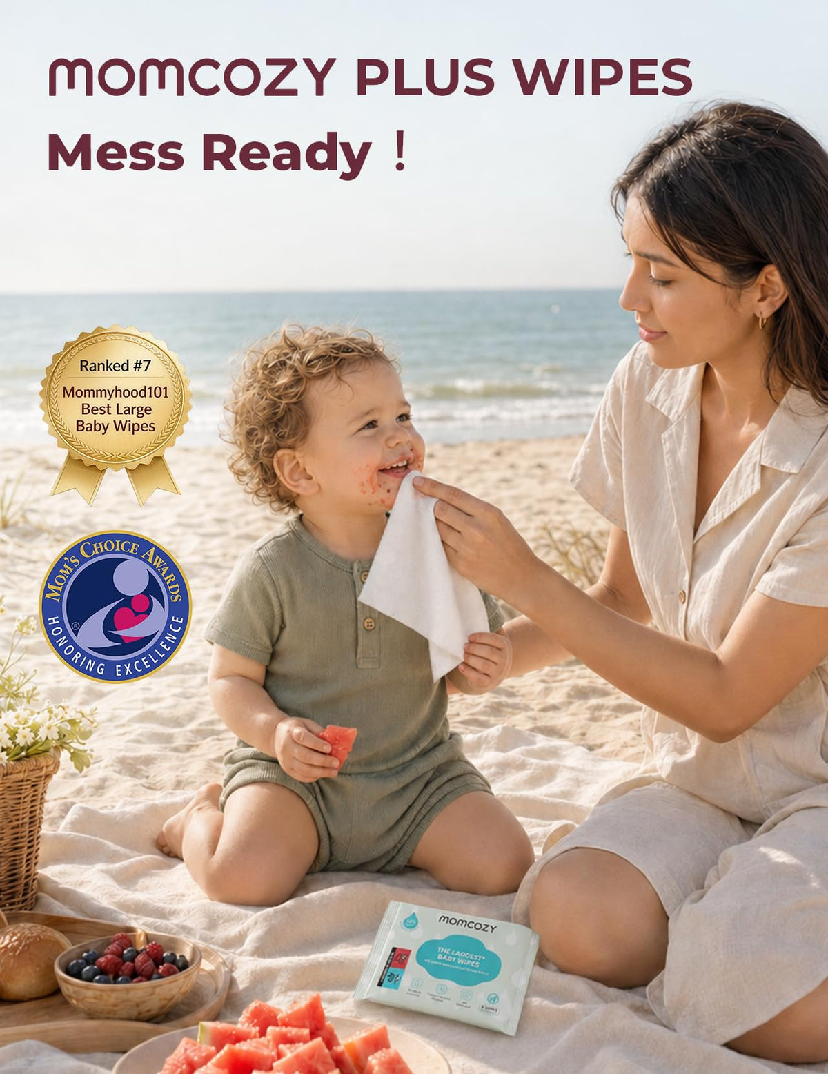 Momcozy Baby Wipes, Unscented & Hypoallergenic, Gentle for Sensitive Skin