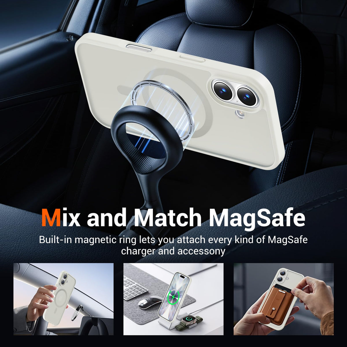 Temdan for iPhone AIR Case with Screen Protector Beige