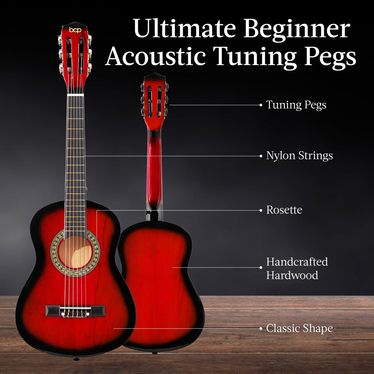 Best Choice Products 30in Kids Acoustic Guitar, All-in-One Beginner Starter Kit w/Strap, Case, Extra Strings, Rosette Inlay - Pink