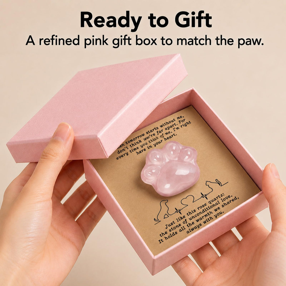 Dog Memorial Gifts for Loss of Dog, Rose Quartz Paw & Memorial Bracelet