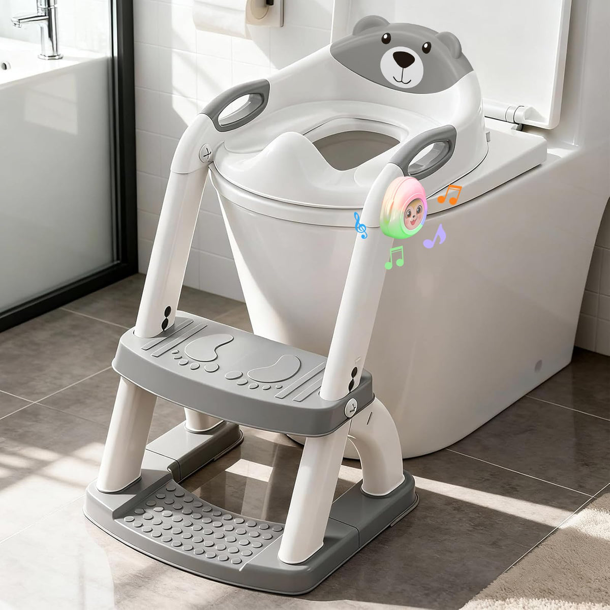 Potty Training Toilet for Toddlers, 2-in-1 Potty Training seat, Anti-Slip (Chocolate, Bear)
