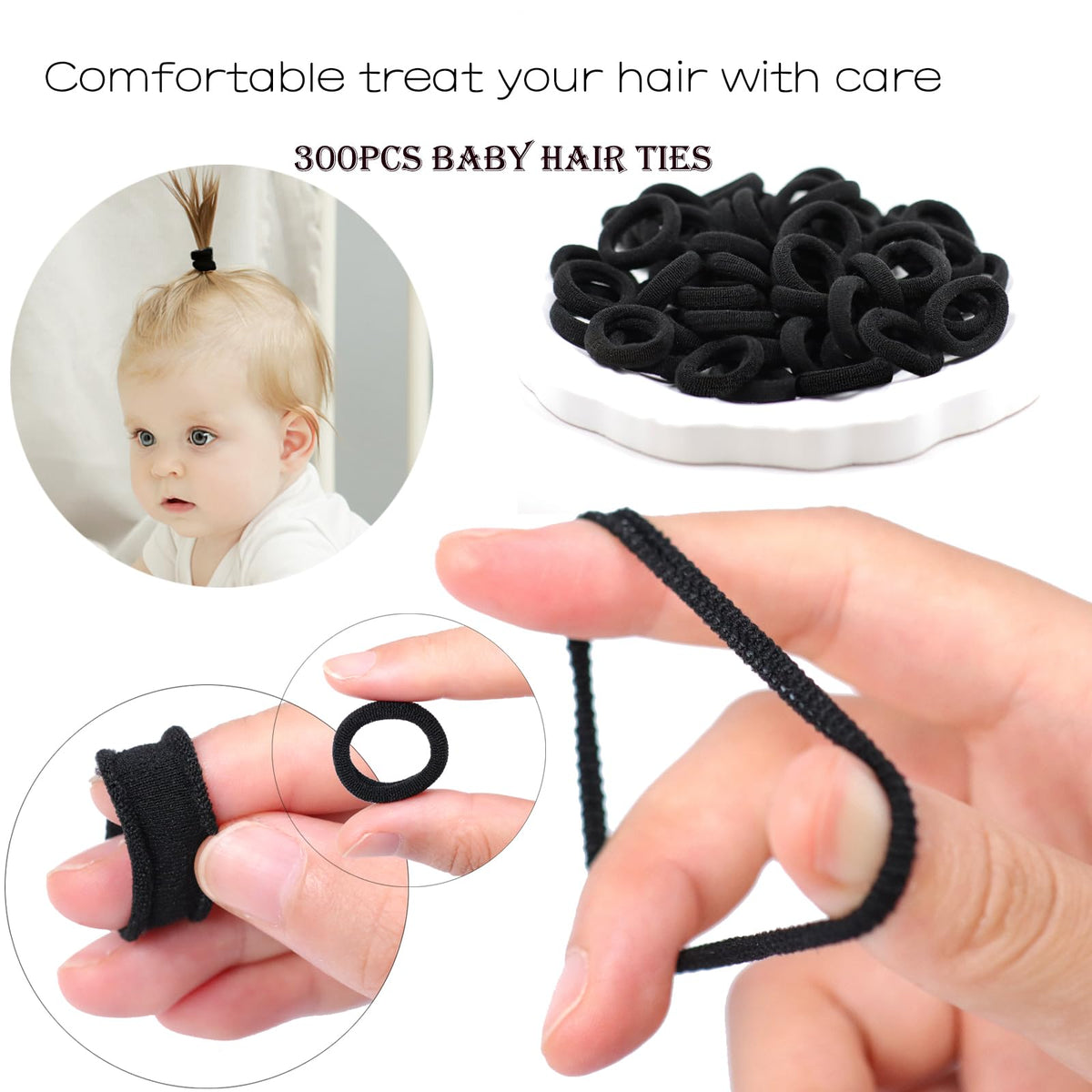 200PCS Baby Hair Ties,Small Hair Ties for Baby Girls Toddlers