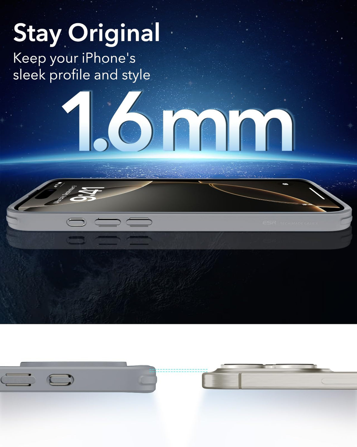 ESR Classic Hybrid for iPhone 16 Pro Max Case, Clear