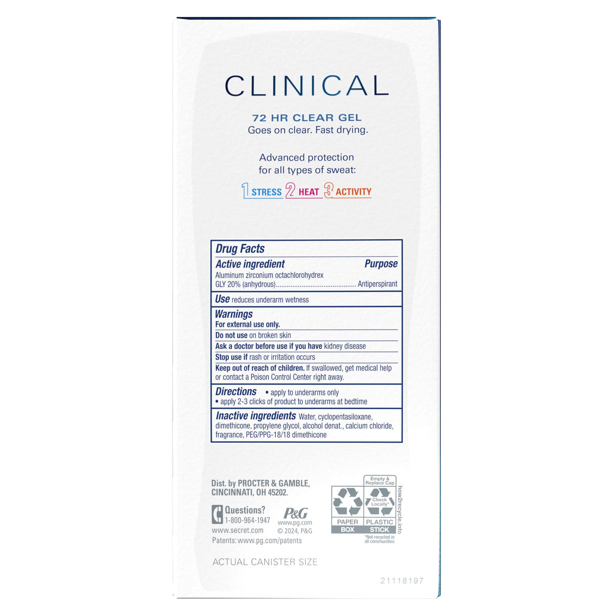 Secret Clinical Antiperspirant Deodorant, Completely Clean 2.6 oz Pack of 2