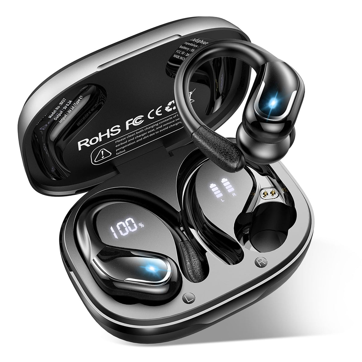 Wireless Earbuds Sports, 75Hrs Bluetooth 5.4 Headphones, Bass Hi-Fi Stereo
