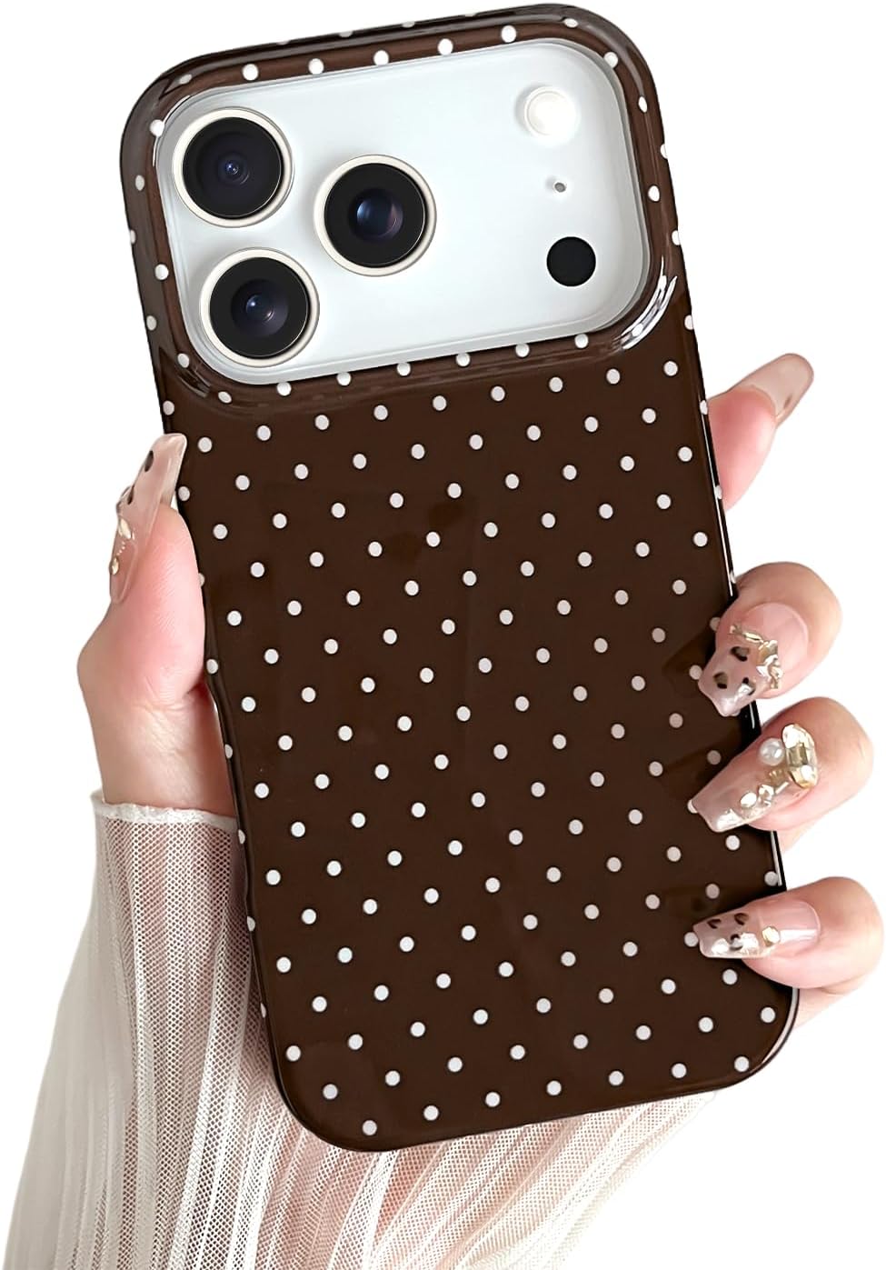 Yeddabox for iPhone 15 Case Cute Polka Dot Phone Case Soft TPU Slim Shockproof Phone Cover for Women Girls, Blue