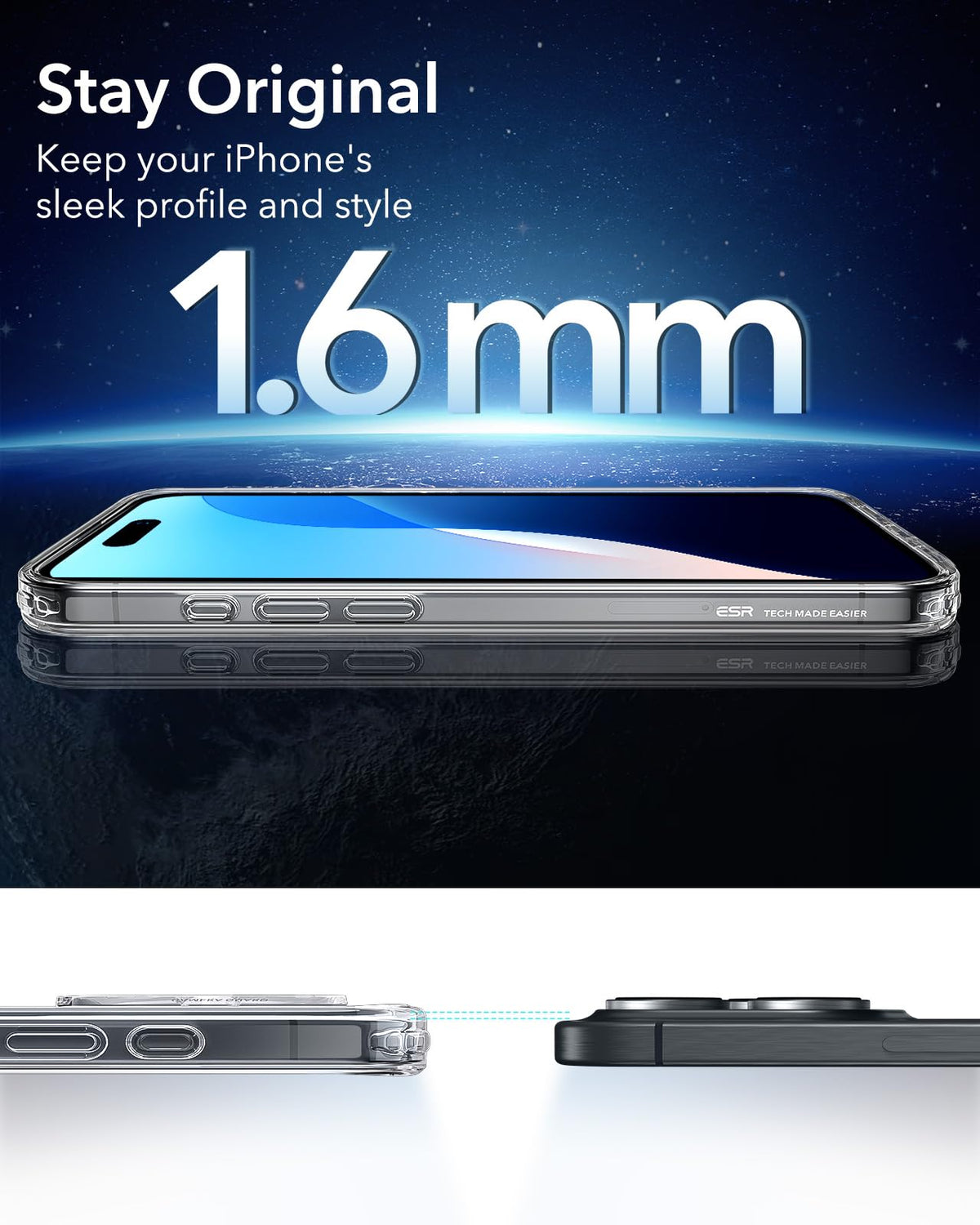ESR Classic Hybrid for iPhone 16 Pro Max Case, Clear