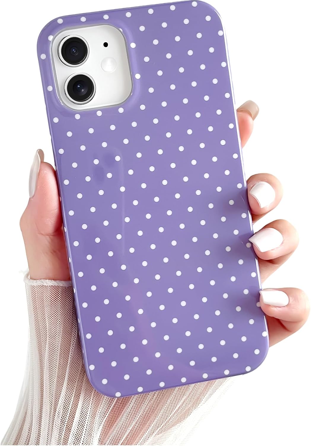 Yeddabox for iPhone 15 Case Cute Polka Dot Phone Case Soft TPU Slim Shockproof Phone Cover for Women Girls, Blue