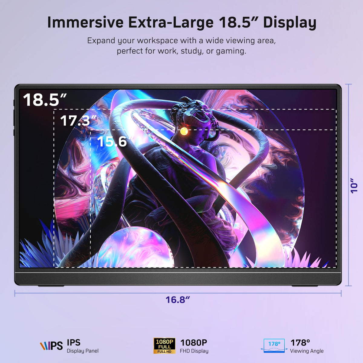 MNN 15.6" 4K Portable Monitor, UHD IPS, USB-C HDMI, with Smart Cover Stand