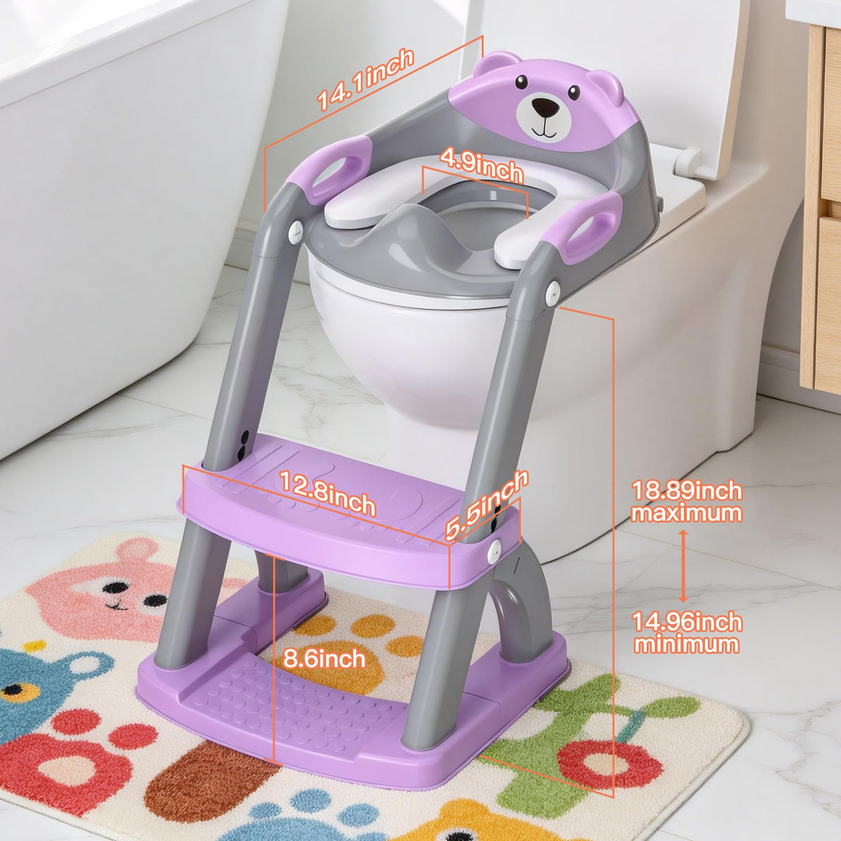 Potty Training Toilet for Toddlers, 2-in-1 Potty Training seat, Anti-Slip (Chocolate, Bear)