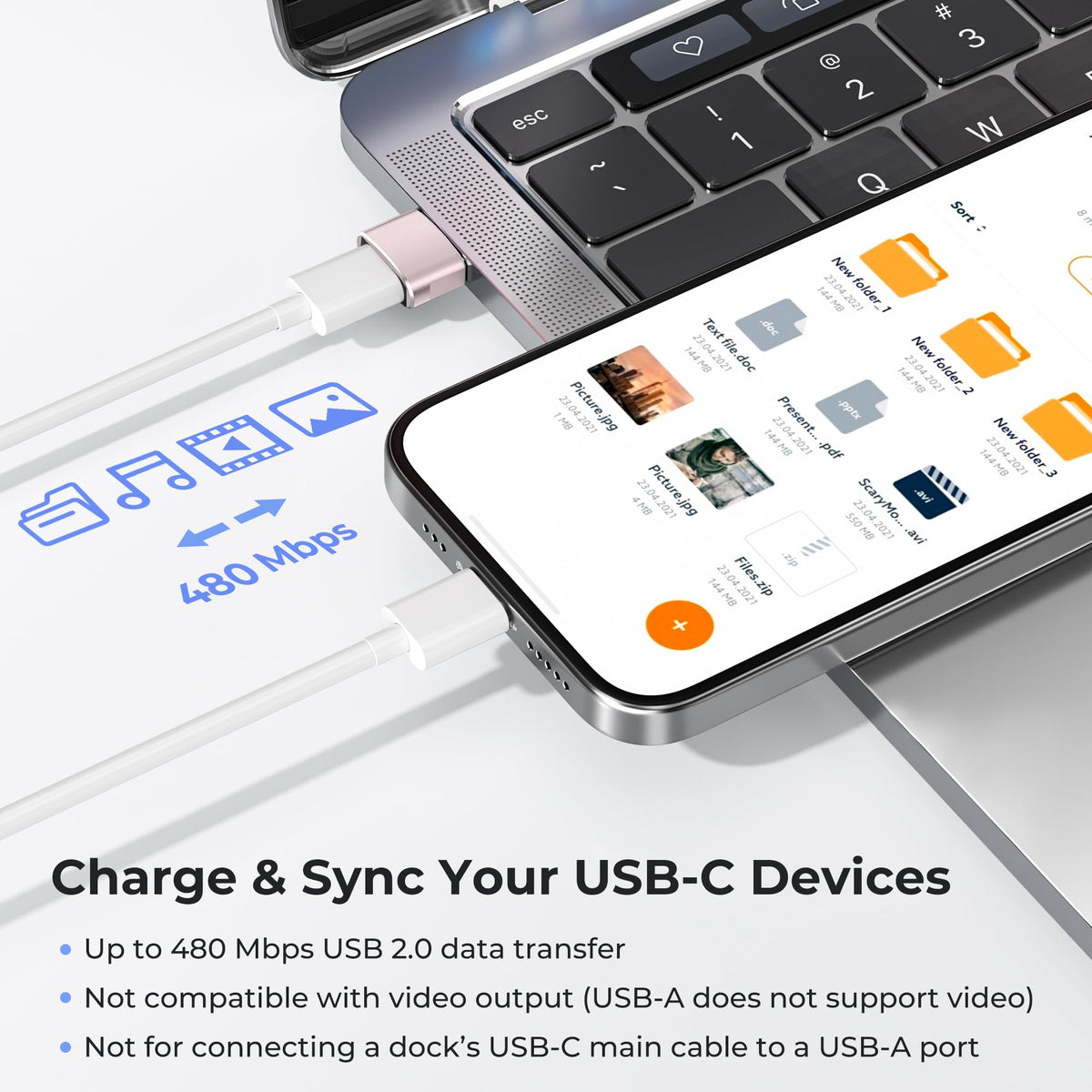 Basesailor USB to USB C Adapter,USBC Female to USB A Male Charger Adapter