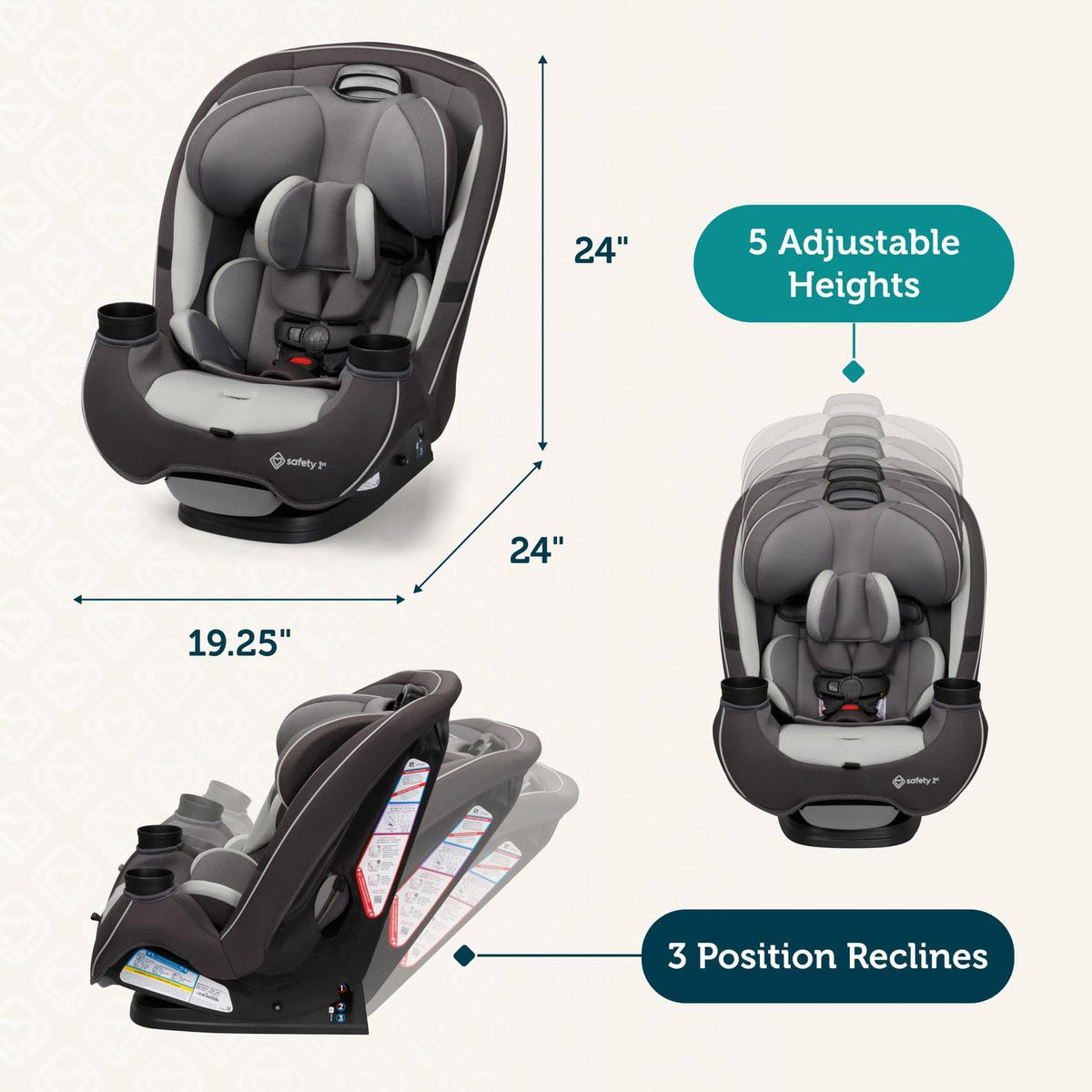 Safety 1st Grow and Go All-in-One Convertible Car Seat - Black Phantom