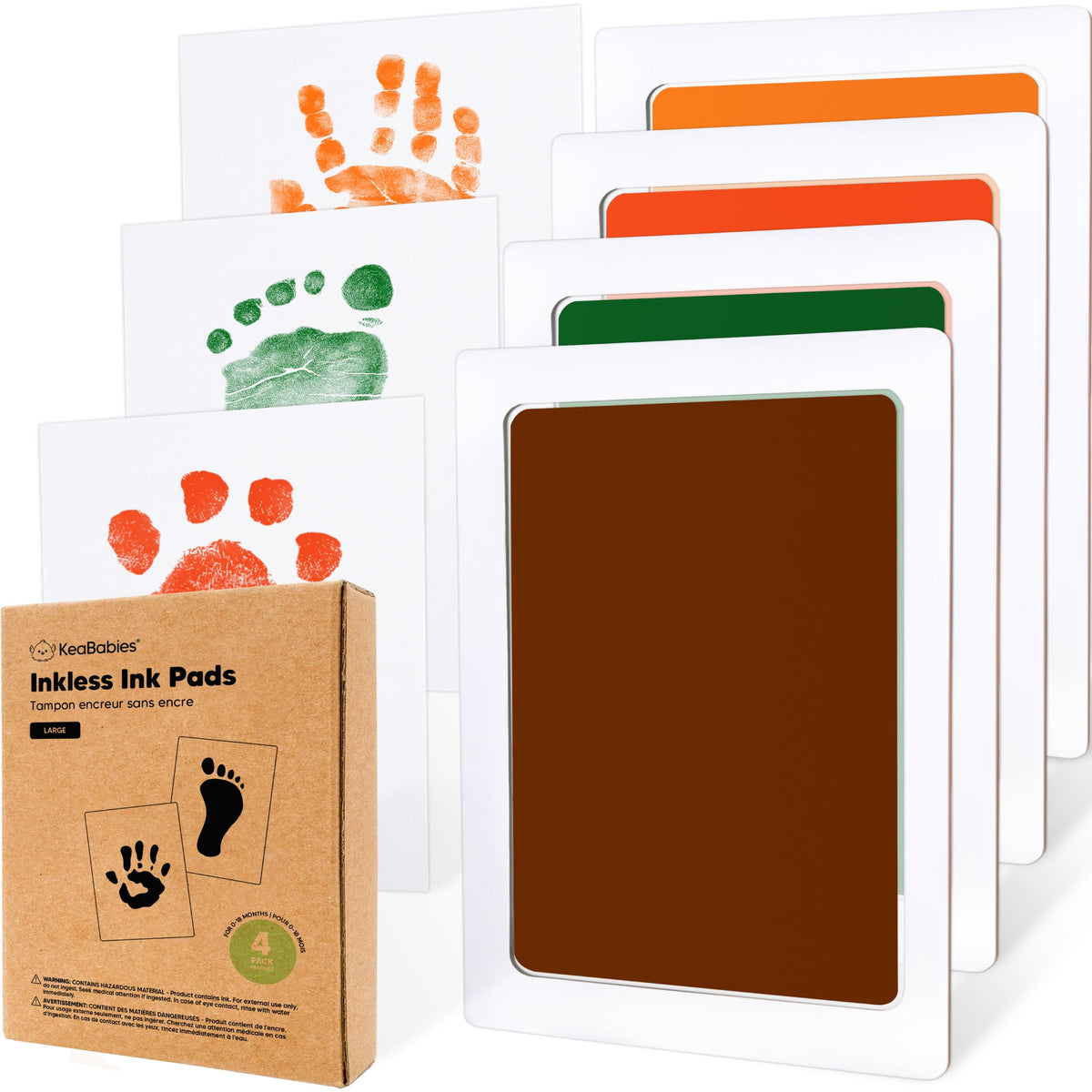4pk Inkless Baby Hand and Footprint Kit, Mess Free Ink Pads (Jet Black, R)