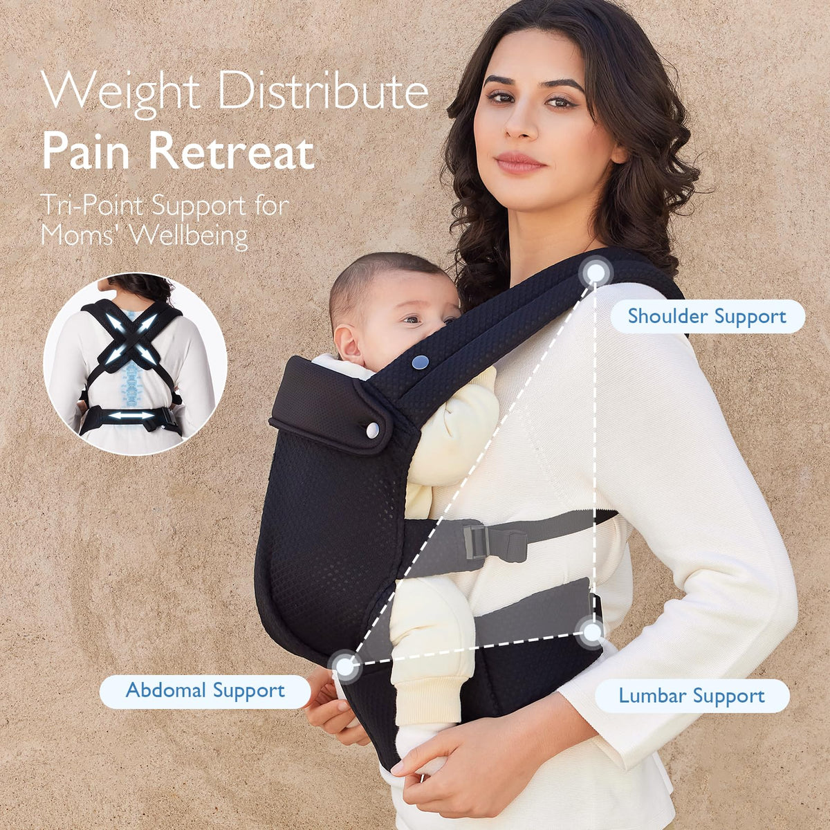 Momcozy PureHug Baby Carrier - Ergonomic, Cozy and Lightweight for 7-45 lbs