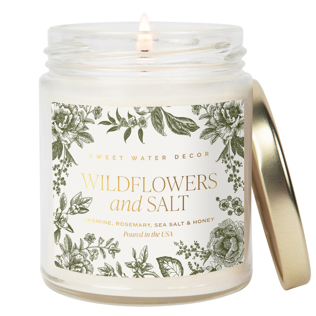 Sweet Water Decor Cashmere & Vanilla Soy Wax Candle, 9oz Clear Glass Jar
