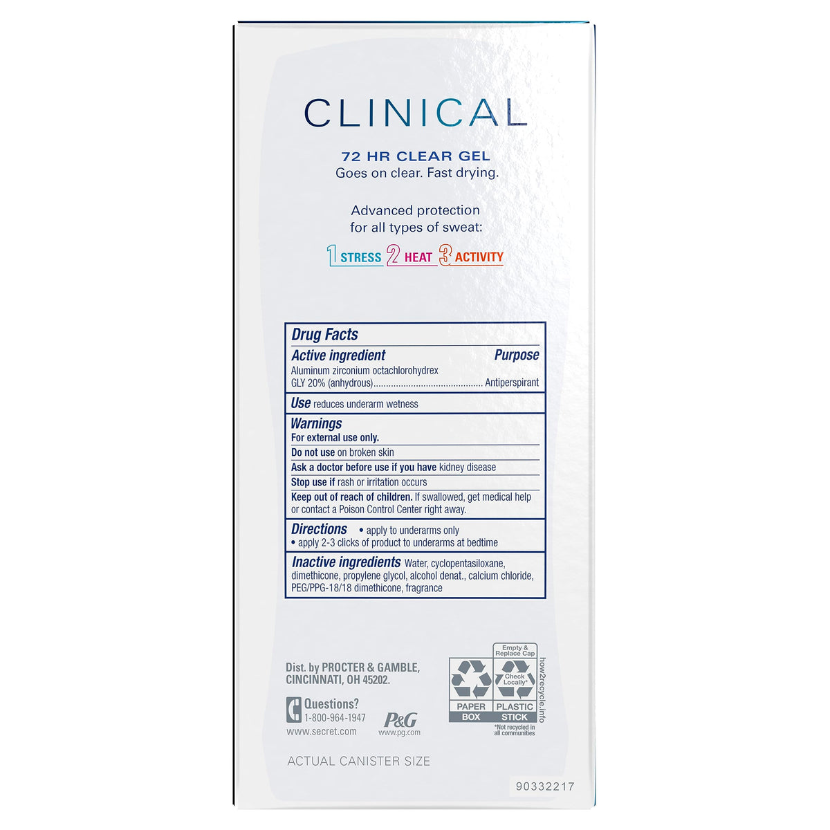 Secret Clinical Antiperspirant Deodorant, Completely Clean 2.6 oz Pack of 2
