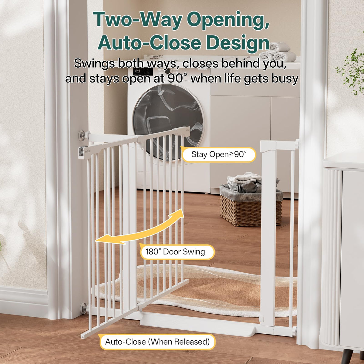 InnoTruth 27-36.6 in Wide Baby Gate for Stairs and Doorways, Black