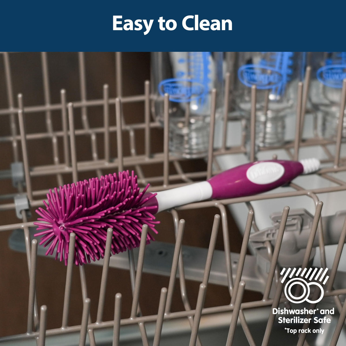 Dr. Brown's Soft Touch Baby Bottle Cleaning Brush, Gray, 1-Pack