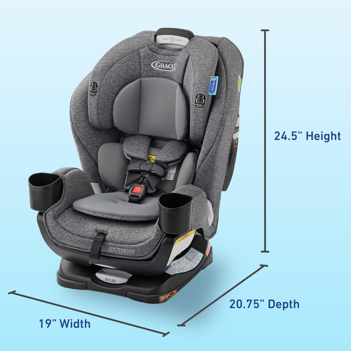 Graco Extend2Fit 2-in-1 Convertible Car Seat, Gotham