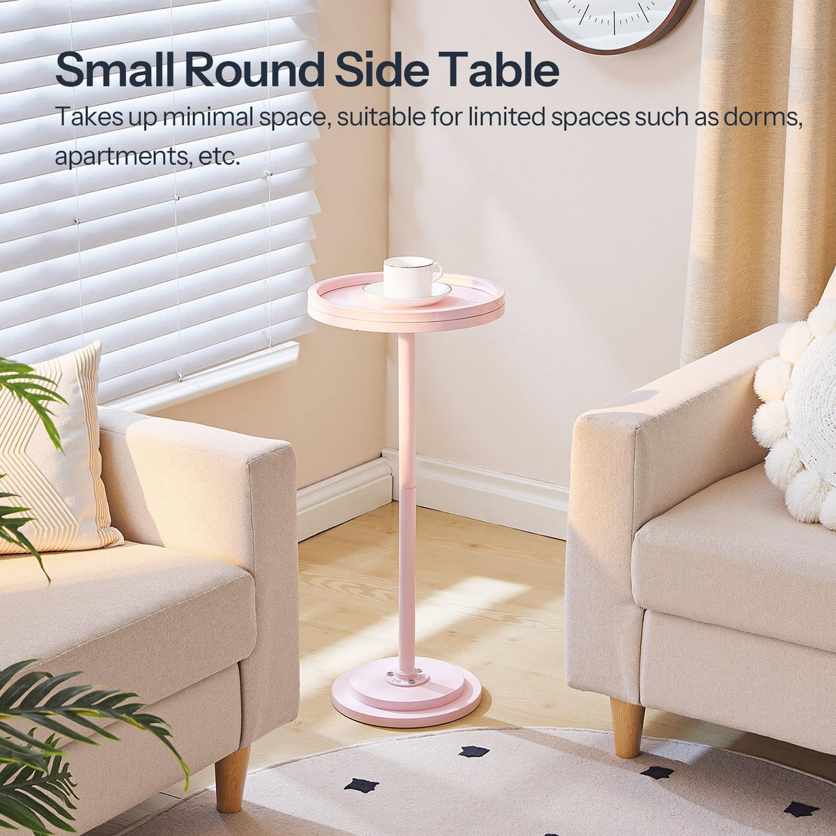 HOOBRO Small Round Side Table, Drink Table, Coffee Martini Table with Pedestal Accent for Small Spaces in Living Room, Bedroom, Sofa Couch, Rustic Brown BF168BZ01