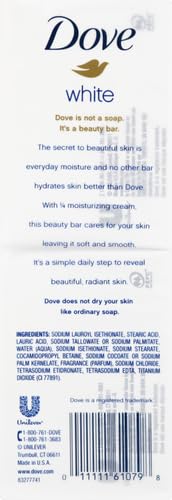 Dove Beauty Bar Soap Original 8 Count for Soft, Smooth Skin, with 1/4 Moisturizing Cream 3.75 oz