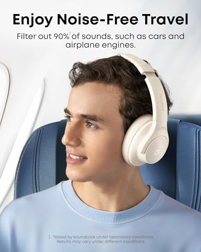Soundcore by Anker Q20i Hybrid Active Noise Cancelling Headphones, Wireless Over-Ear Bluetooth, 40H Long ANC Playtime（White & Blue）