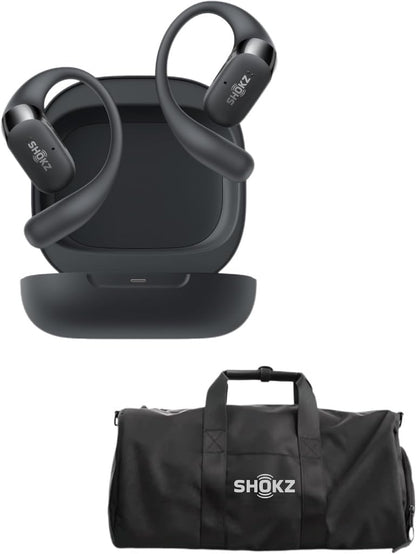 SHOKZ OpenFit 2 (Black) Open Ear Headphones Gym Bag for Sports, Workout & Travel, Black